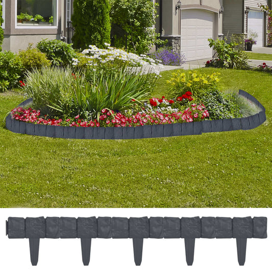 Berkfield Lawn Fence Stone Look 41 pcs Plastic 10 m