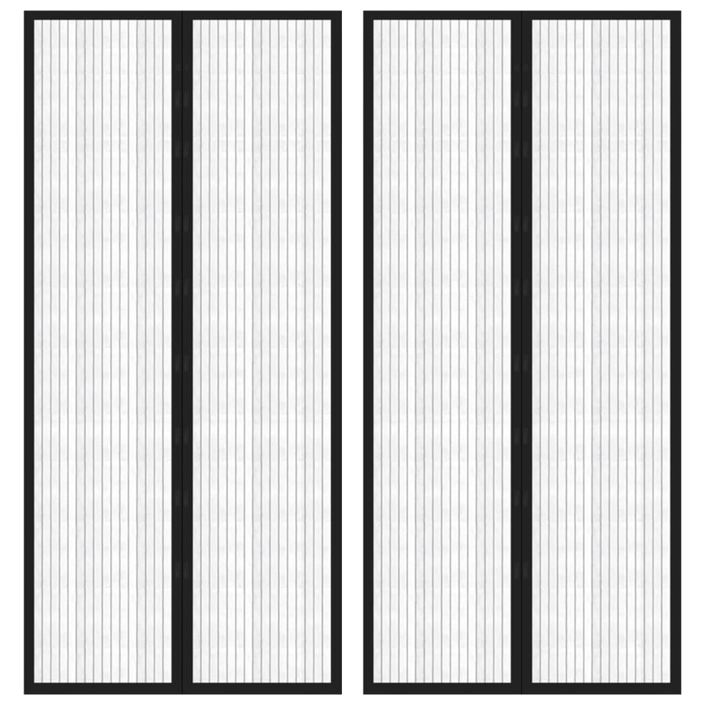 Berkfield Insect Door Curtains 2 pcs with Magnet Blocks Black 210x90 cm