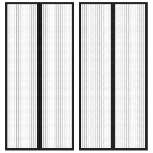 Berkfield Insect Door Curtains 2 pcs with Magnet Blocks Black 210x90 cm