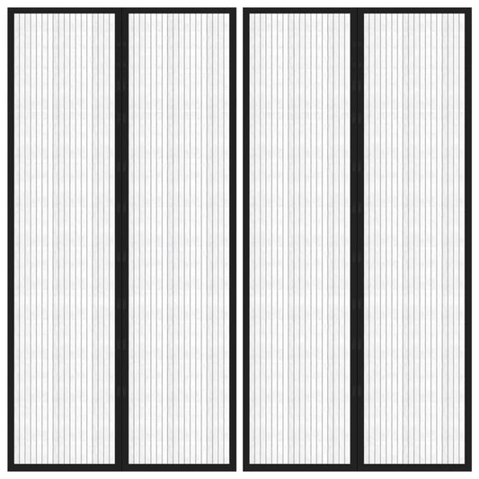 Berkfield Insect Door Curtains 2 pcs with Magnet Blocks Black 220x100 cm
