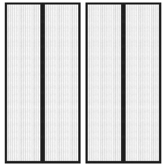 Berkfield Insect Door Curtains 2 pcs with Magnet Blocks Black 220x110 cm