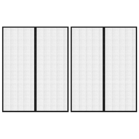 Berkfield Insect Door Curtains 2 pcs with Magnet Blocks Black 230x160 cm