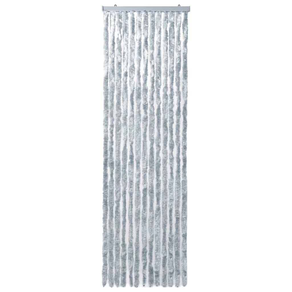 Berkfield Insect Curtain White and Grey 90x200 cm Chenille