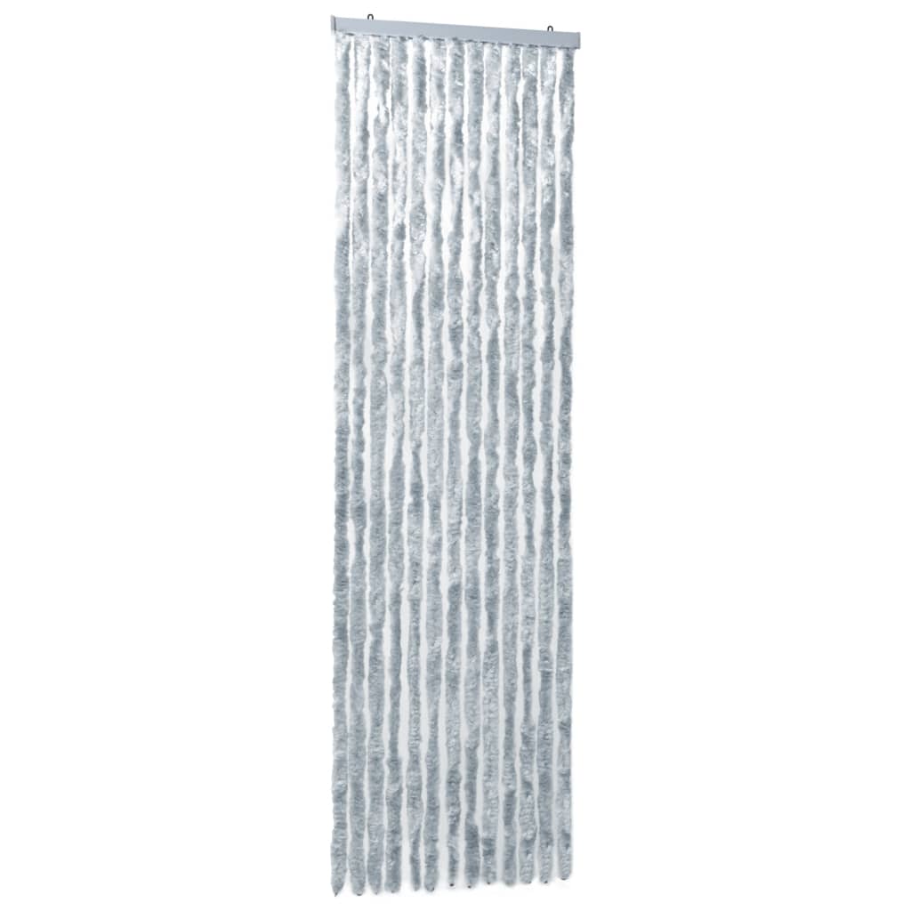 Berkfield Insect Curtain White and Grey 90x200 cm Chenille