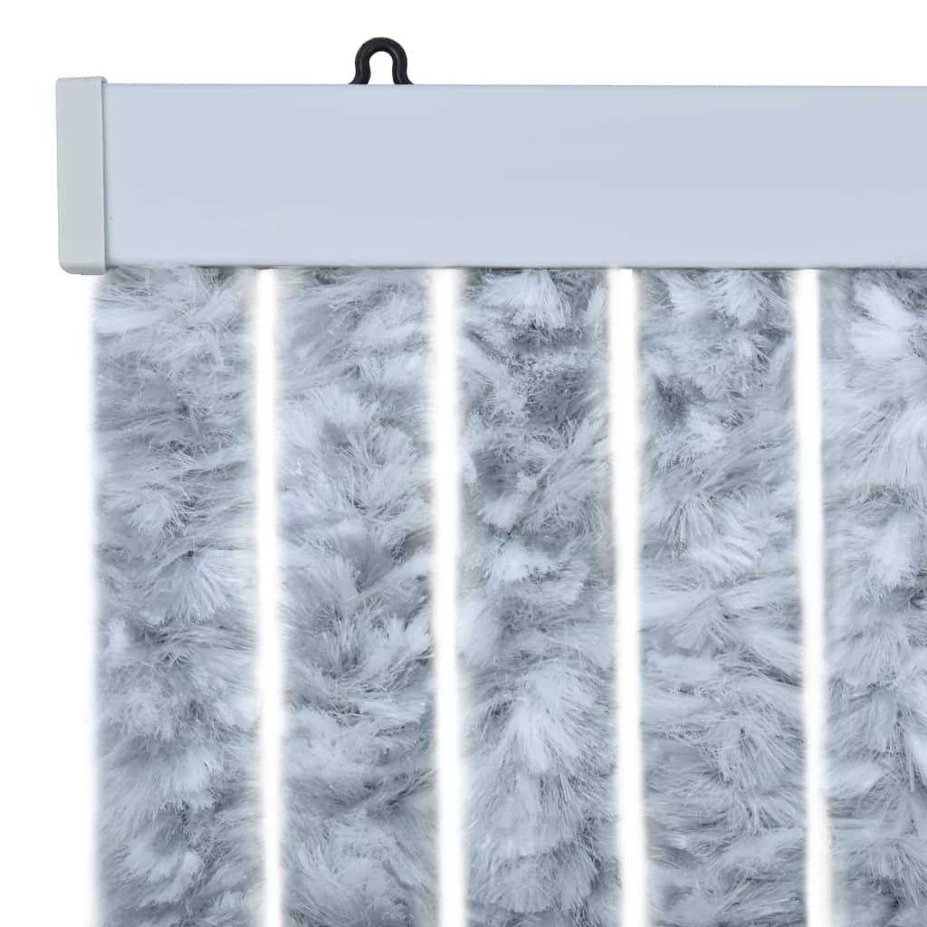 Berkfield Insect Curtain White and Grey 90x200 cm Chenille