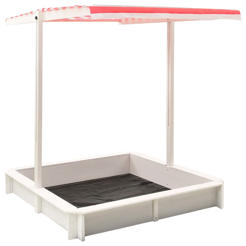 Berkfield Sandbox with Adjustable Roof Fir Wood White and Red UV50