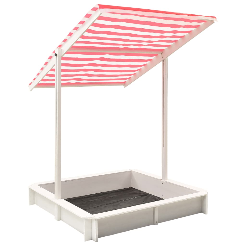Berkfield Sandbox with Adjustable Roof Fir Wood White and Red UV50