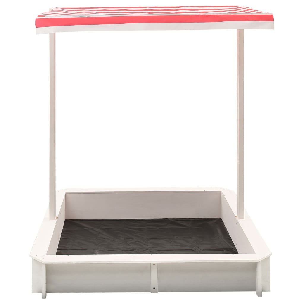 Berkfield Sandbox with Adjustable Roof Fir Wood White and Red UV50