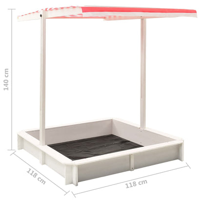Berkfield Sandbox with Adjustable Roof Fir Wood White and Red UV50