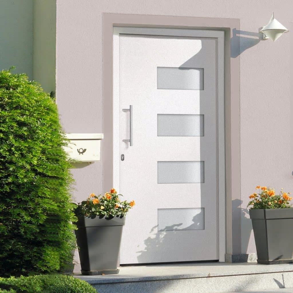 Berkfield Front Door Aluminium and PVC White 110x210 cm