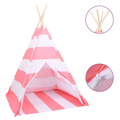 Berkfield Children Teepee Tent with Bag Peach Skin Stripe 120x120x150 cm