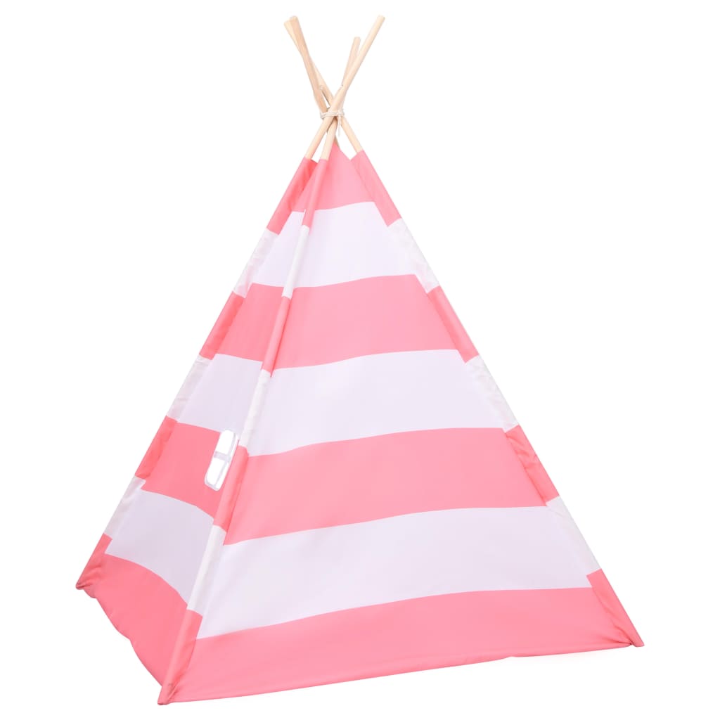 Berkfield Children Teepee Tent with Bag Peach Skin Stripe 120x120x150 cm