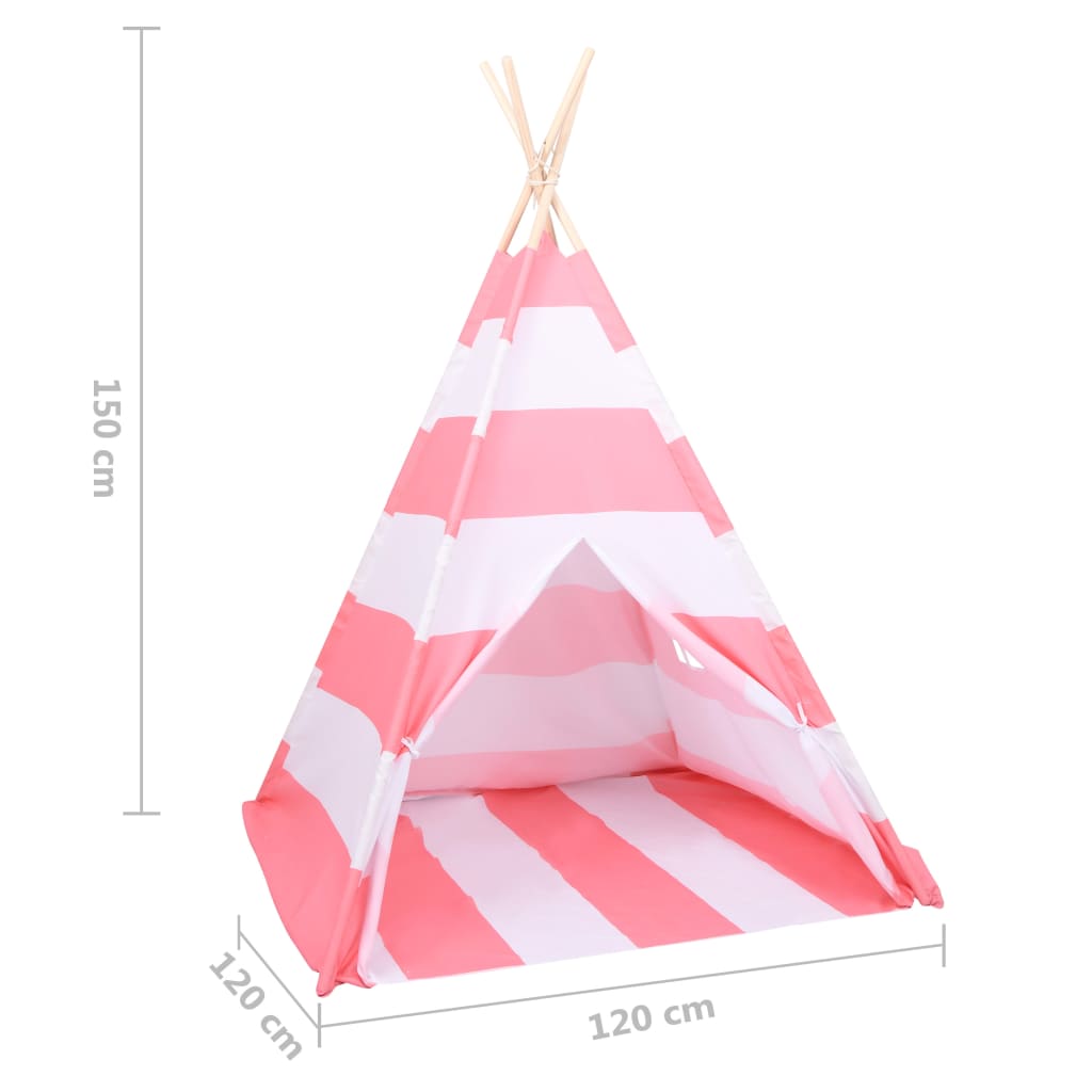 Berkfield Children Teepee Tent with Bag Peach Skin Stripe 120x120x150 cm