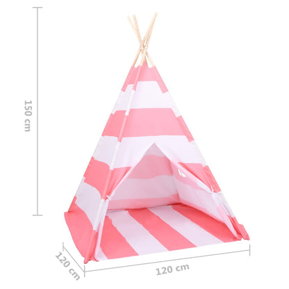 Berkfield Children Teepee Tent with Bag Peach Skin Stripe 120x120x150 cm