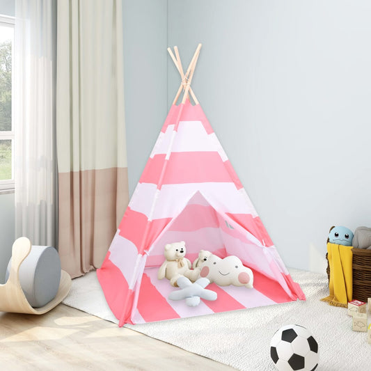 Berkfield Children Teepee Tent with Bag Peach Skin Stripe 120x120x150 cm