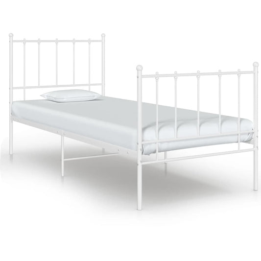 Berkfield Bed Frame White Metal 90x200 cm
