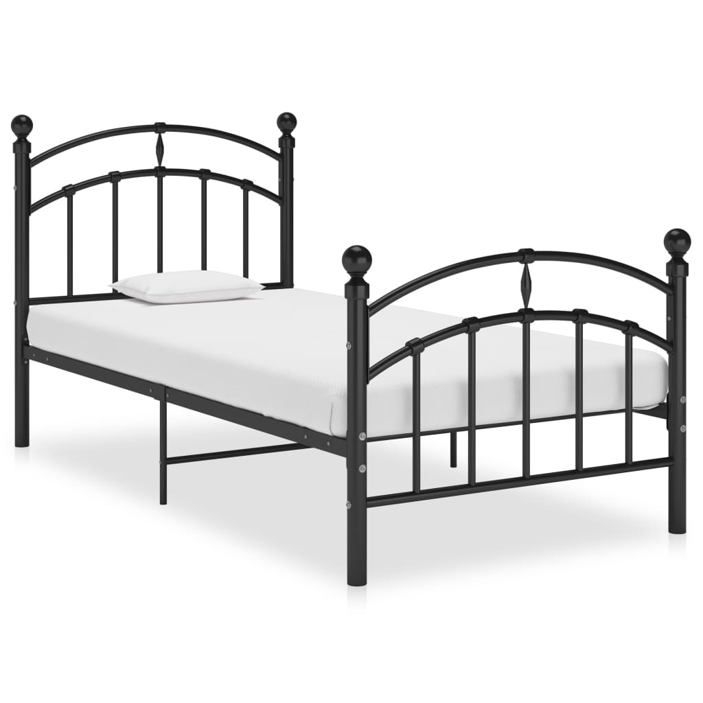 Berkfield Bed Frame Black Metal 90x200 cm