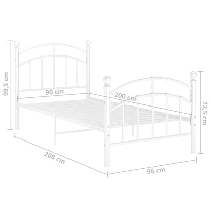 Berkfield Bed Frame White Metal 90x200 cm