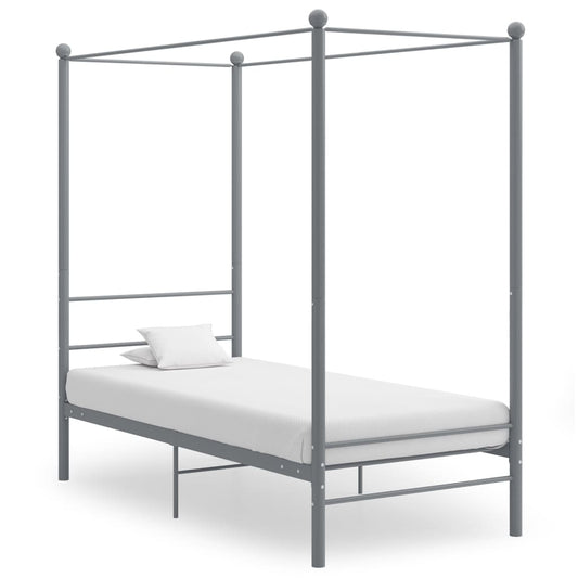 Berkfield Canopy Bed Frame Grey Metal 90x200 cm