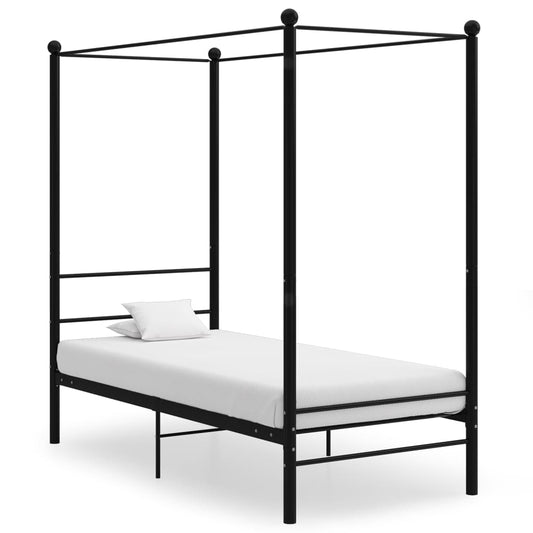 Berkfield Canopy Bed Frame Black Metal 100x200 cm