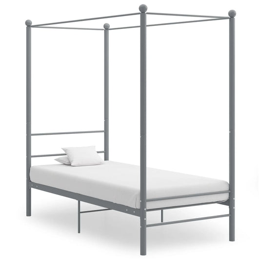 Berkfield Canopy Bed Frame Grey Metal 100x200 cm