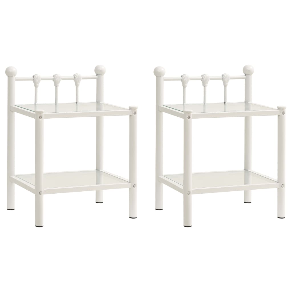 Berkfield Bedside Cabinets 2 pcs White and Transparent Metal and Glass