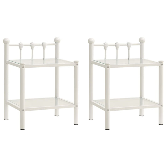 Berkfield Bedside Cabinets 2 pcs White and Transparent Metal and Glass