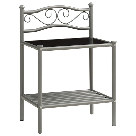 Berkfield Bedside Cabinet Grey and Black 43x33x65 cm Metal and Glass