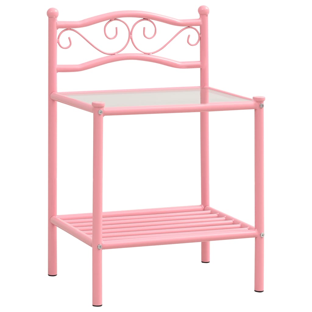Berkfield Bedside Cabinet Pink & Transparent 43x33x65 cm Metal and Glass