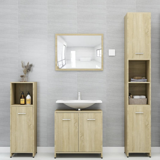 Berkfield 4 Piece Bathroom Furniture Set Sonoma Oak Engineered Wood