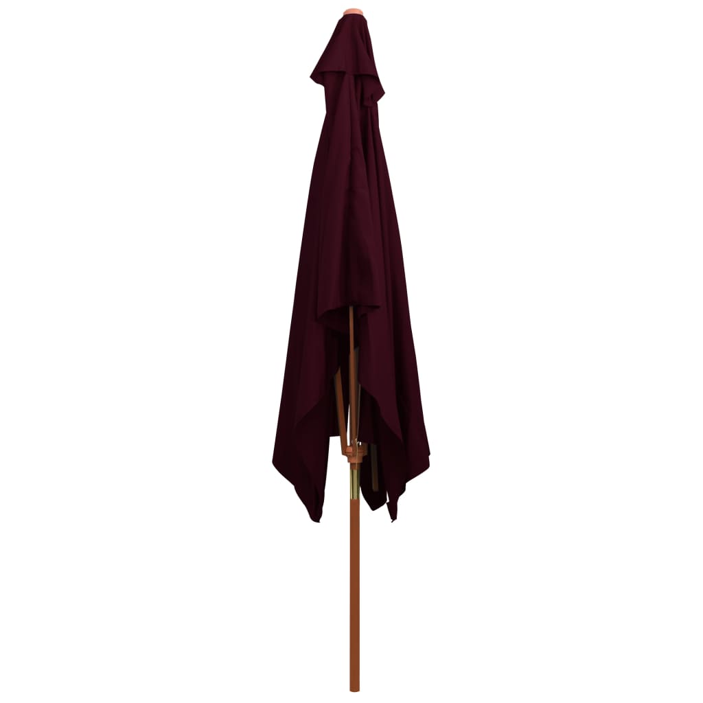Berkfield Outdoor Parasol with Wooden Pole Bordeaux Red 200x300 cm