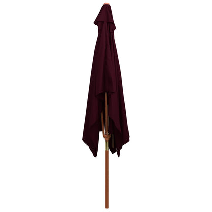 Berkfield Outdoor Parasol with Wooden Pole Bordeaux Red 200x300 cm