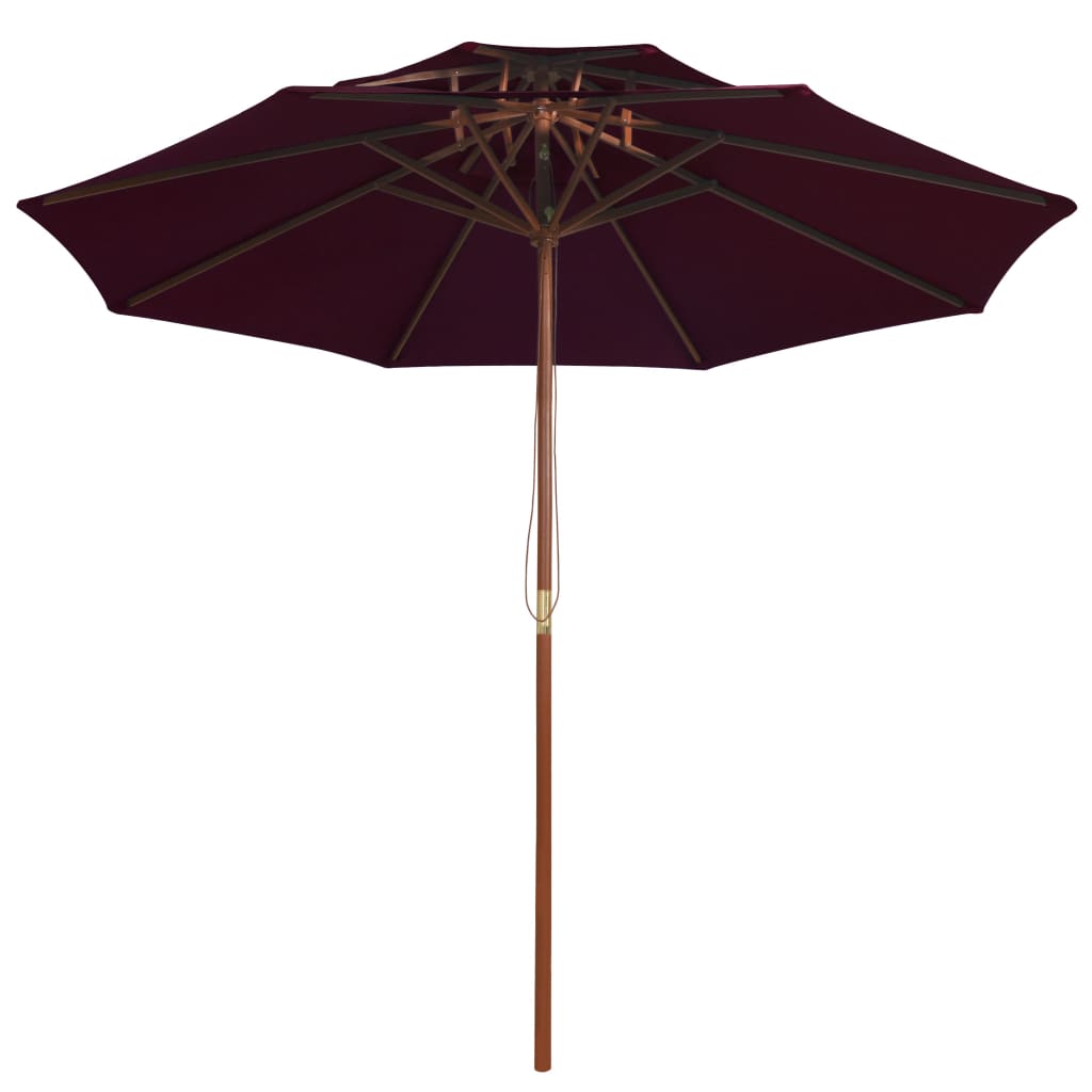 Berkfield Double Decker Parasol with Wooden Pole Bordeaux Red 270 cm