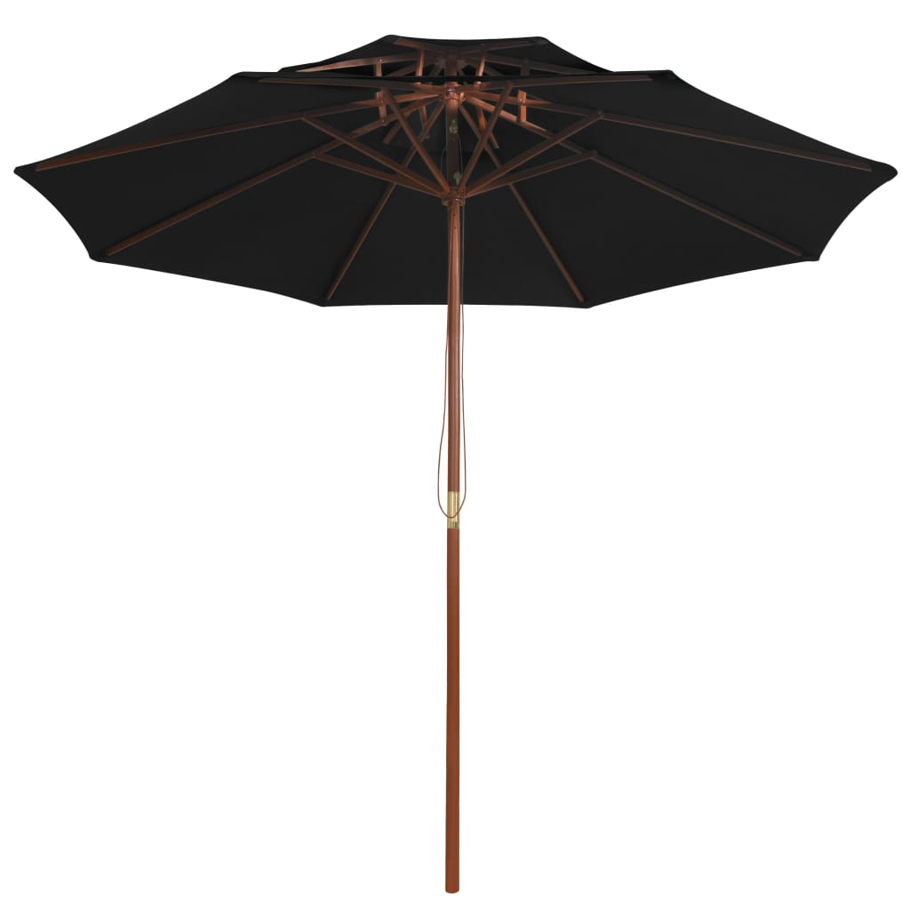 Berkfield Double Decker Parasol with Wooden Pole Black 270 cm