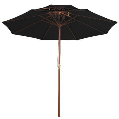 Berkfield Double Decker Parasol with Wooden Pole Black 270 cm