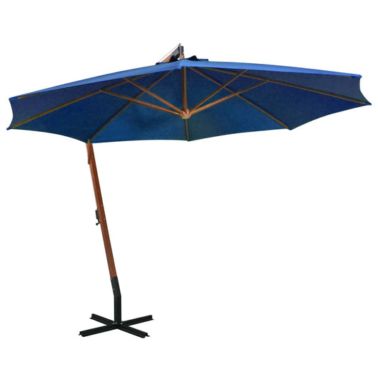 Berkfield Hanging Parasol with Pole Azure Blue 3.5x2.9 m Solid Fir Wood