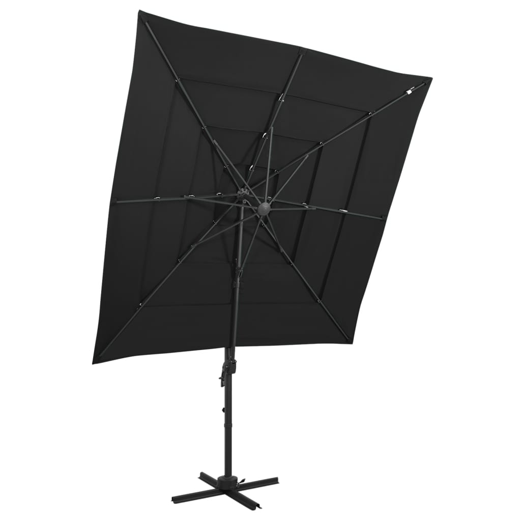 Berkfield 4-Tier Parasol with Aluminium Pole Black 250x250 cm