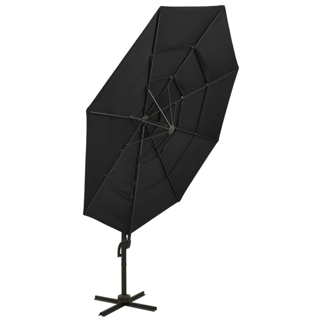 Berkfield 4-Tier Parasol with Aluminium Pole Black 3x3 m