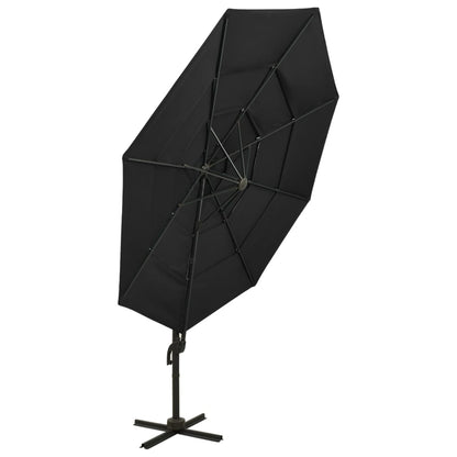 Berkfield 4-Tier Parasol with Aluminium Pole Black 3x3 m