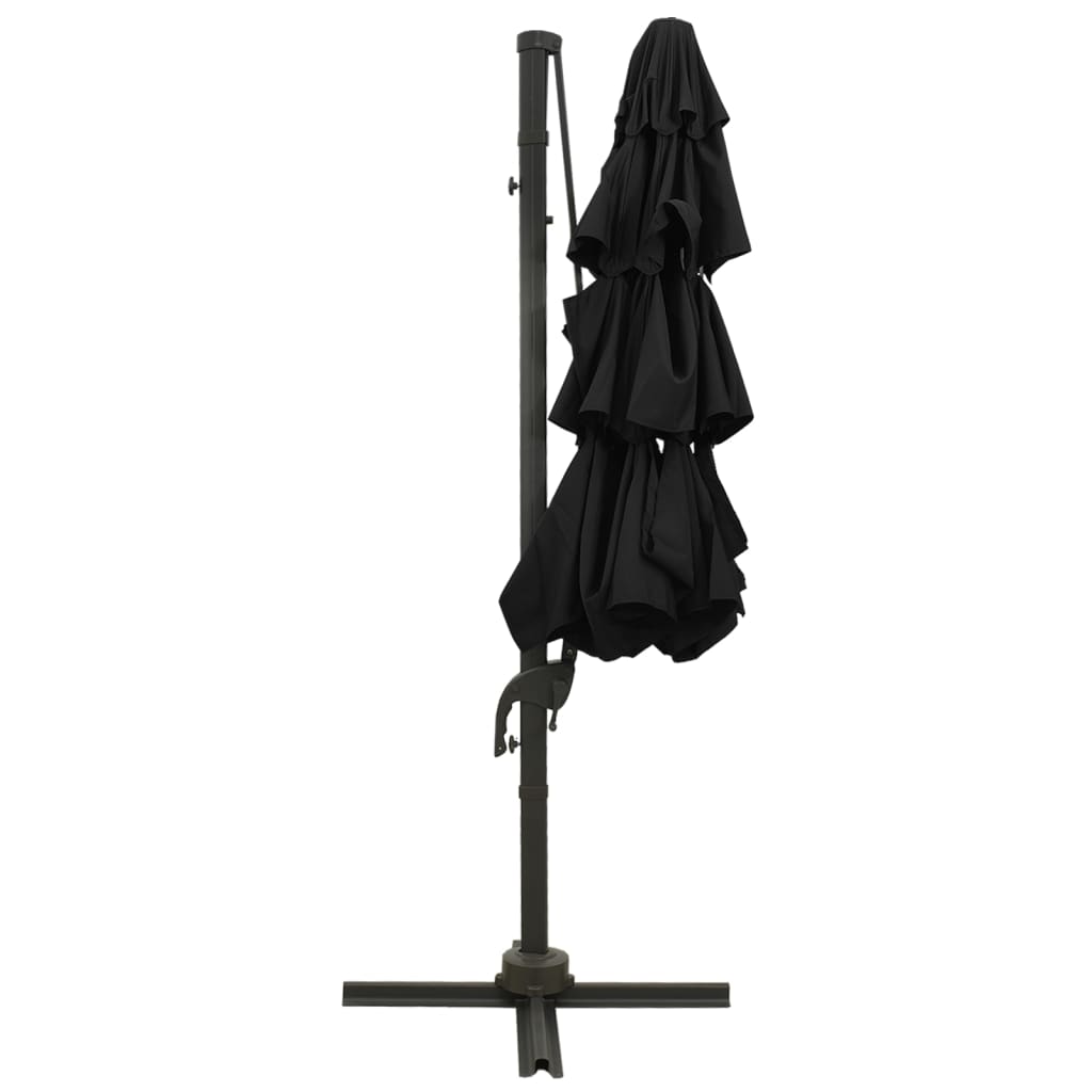 Berkfield 4-Tier Parasol with Aluminium Pole Black 3x3 m