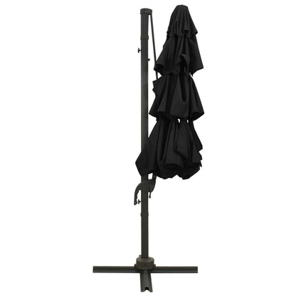 Berkfield 4-Tier Parasol with Aluminium Pole Black 3x3 m