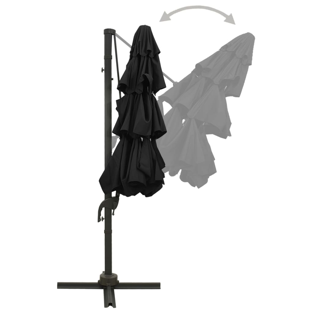 Berkfield 4-Tier Parasol with Aluminium Pole Black 3x3 m