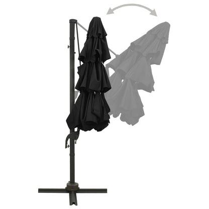 Berkfield 4-Tier Parasol with Aluminium Pole Black 3x3 m