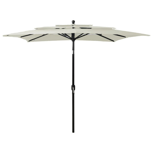 Berkfield 3-Tier Parasol with Aluminium Pole Sand 2.5x2.5 m