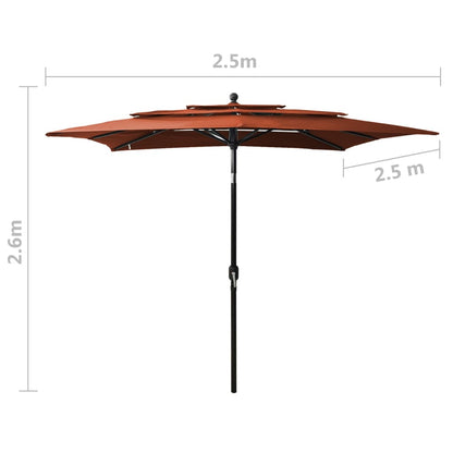 Berkfield 3-Tier Parasol with Aluminium Pole Terracotta 2.5x2.5 m