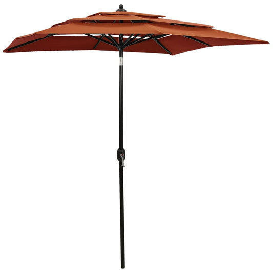 Berkfield 3-Tier Parasol with Aluminium Pole Terracotta 2x2 m