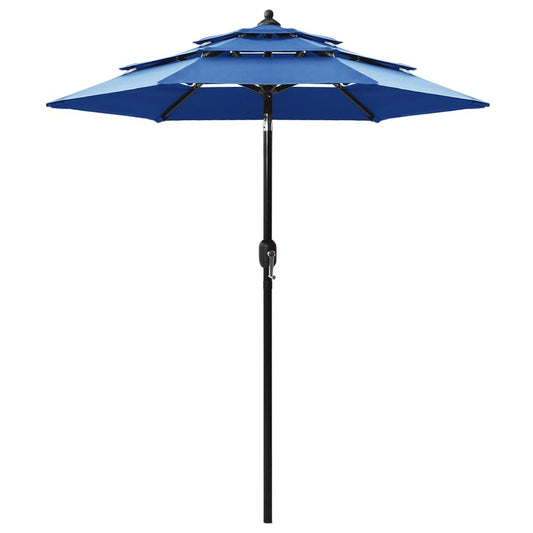 Berkfield 3-Tier Parasol with Aluminium Pole Azure Blue 2 m