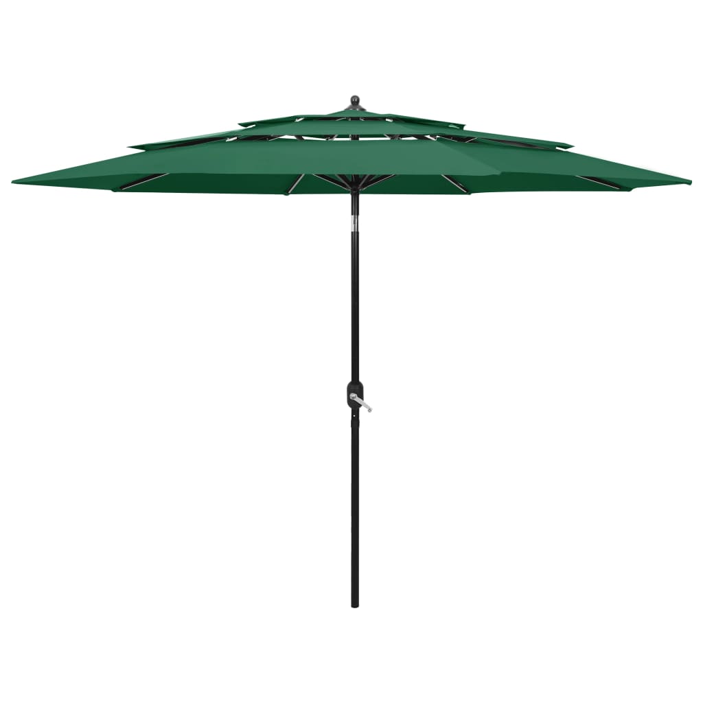 Berkfield 3-Tier Parasol with Aluminium Pole Green 3 m