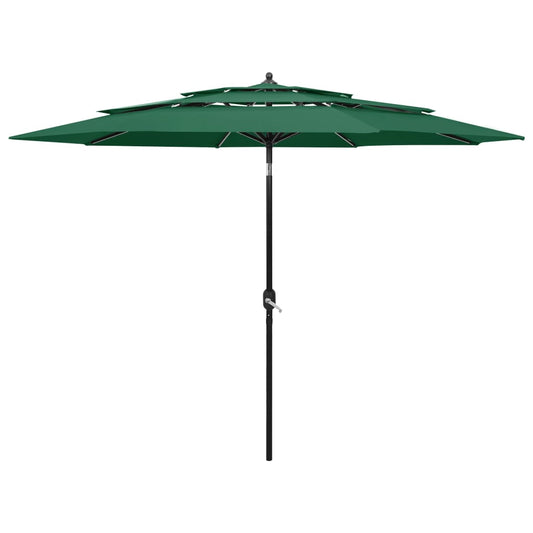 Berkfield 3-Tier Parasol with Aluminium Pole Green 3 m