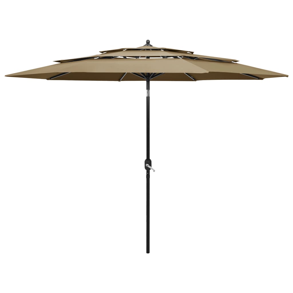 Berkfield 3-Tier Parasol with Aluminium Pole Taupe 3 m